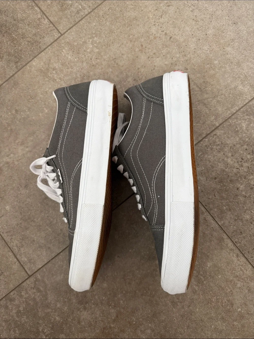 Vans Gray Canvas Low-Top Sneakers with White Trim
